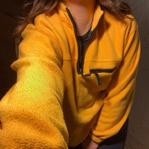 Vintage Yellow Fleece Quarter-Zip Sweatshirt Pullover - Picture 1 of 6